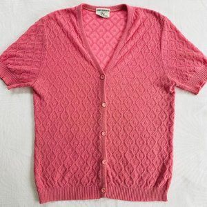 VINTAGE John Crundall short sleeve cardigan in pink